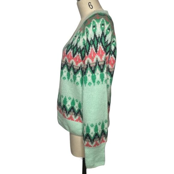 Vineyard Vines Mist Green Merino Wool Fair Isle Cardigan - M - Picture 3 of 7
